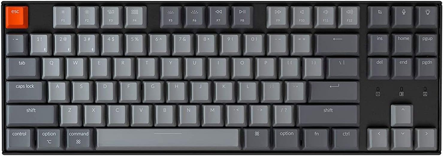 Keychron K8 Tenkeyless Wireless Mechanical Keyboard for Mac, White Backlight, Bluetooth, Multitasking, Type-C Wired Gaming Keyboard for Windows with Gateron Brown Switch: Computers & Accessories