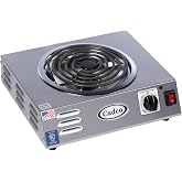 Cadco CSR-3T 14" Electric Portable Countertop Hi-Power Hot Plate with One Tubular Burner, Stainless Steel, 120 Volts