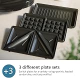 Philips 5000 Series Sandwich Maker, 3 Plates, Nonstick, 750W, Black view 3