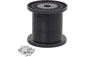 NITOO Stainless Steel 304 Black Wire Rope, Vinyl Coated, 7x7 Strand Core,Wire Rope OD is 1/16"，Coated OD is 3/32"， 200' Length, 326 lbs Breaking Strength