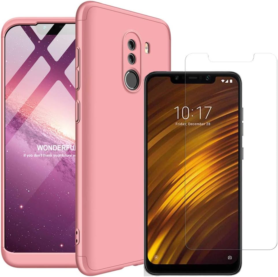Xiaomi pocophone F1 case, MYLB-US Xiaomi pocophone F1 Screen Protection Ultra-Thin 360-degree Body Protection [3 in 1] PC Hard Shell Protective Shell, Suitable for Xiaomi pocophone F1 (Rose Gold)
