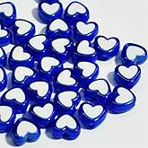 50 Pcs Dark Blue Love Heart Acrylic Bead Loose Spacer Beads for DIY Bracelet Necklace Jewelry Making Needlework Accessories
