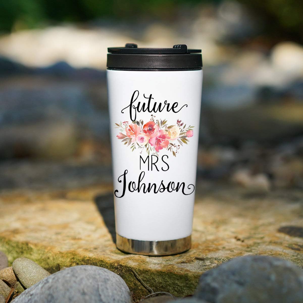 Amazon Com Future Mrs Travel Mug Gift For Bride Engagement Gift Bride To Be Travel Coffee Mug Wedding Mug Marriage Mug Blush Wedding Tumbler Kitchen Dining
