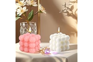 SHBLOMK 2PCS Bubble Candle, Cube Soy Wax Bubble Candles, Handcrafted Natural Scented Aesthetic Bubble Candle Set for Home Bedroom Decor, Birthday Mothers Day Gifts