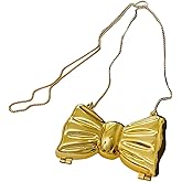GORGLITTER Women's Bow Purse Mini Clutch Crossbody Handbags Metallic Chain Bags for Wedding Evening Party