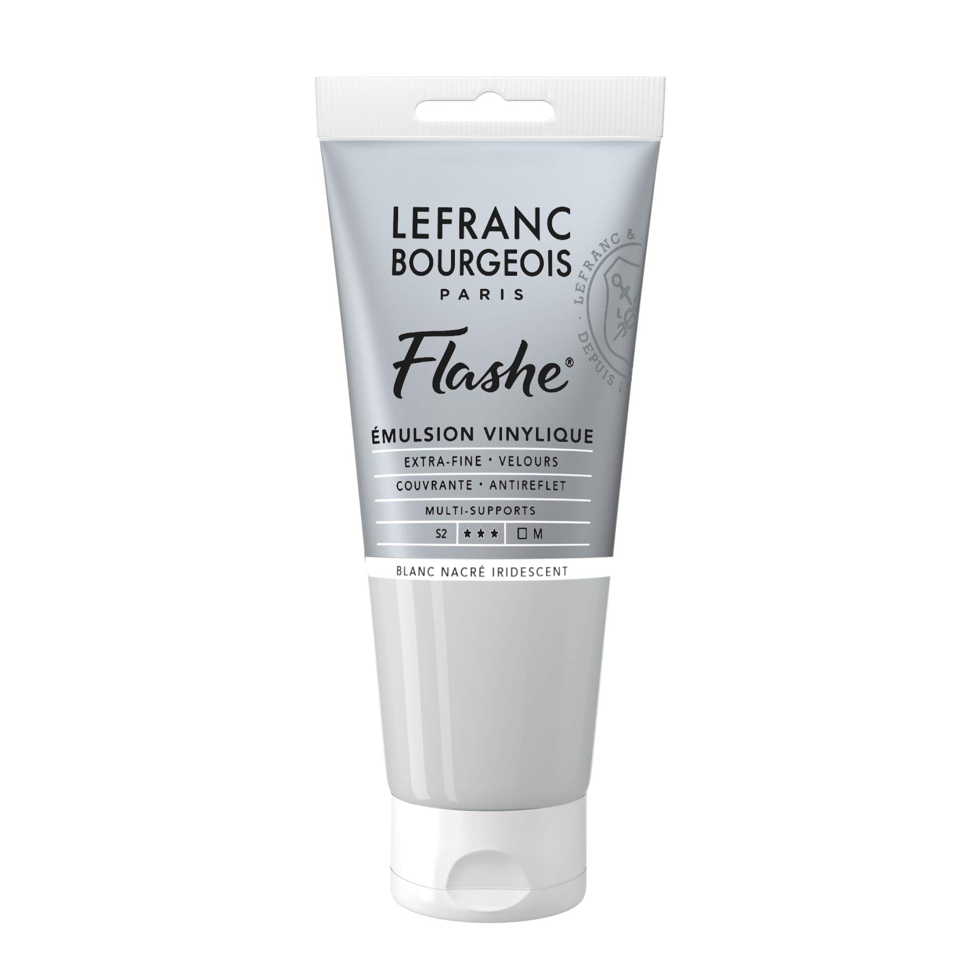 Lefranc Bourgeois Flashe, Extra-Fine Acrylic Vinyl Emulsion, Artists Quality, Pearl White Iridescent, 80ml Tube