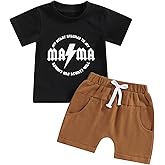Sejardin Toddler Baby Boy Summer Clothes Cute Letter Print Short Sleeve T Shirt Tops and Stretch Shorts Playwear Outfits