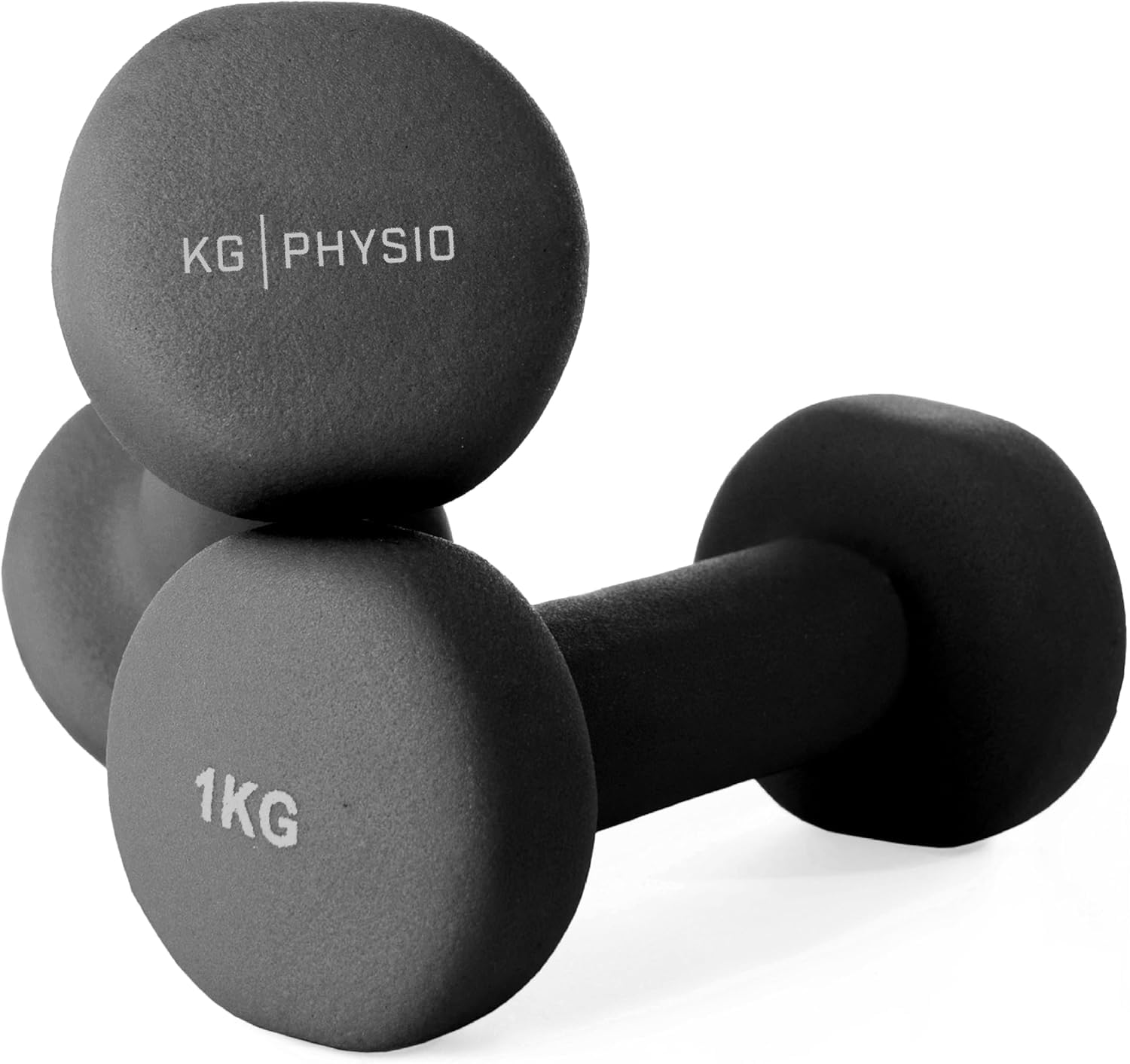 KG Physio Weights Dumbbells Set Women & Men - Neoprene-Coated & Sweat-Resistant Weights Set with Anti-Roll Technology & A3 Exercise Poster, Gym Equipment for Home, 1-10 kg Dumb Bells Pair