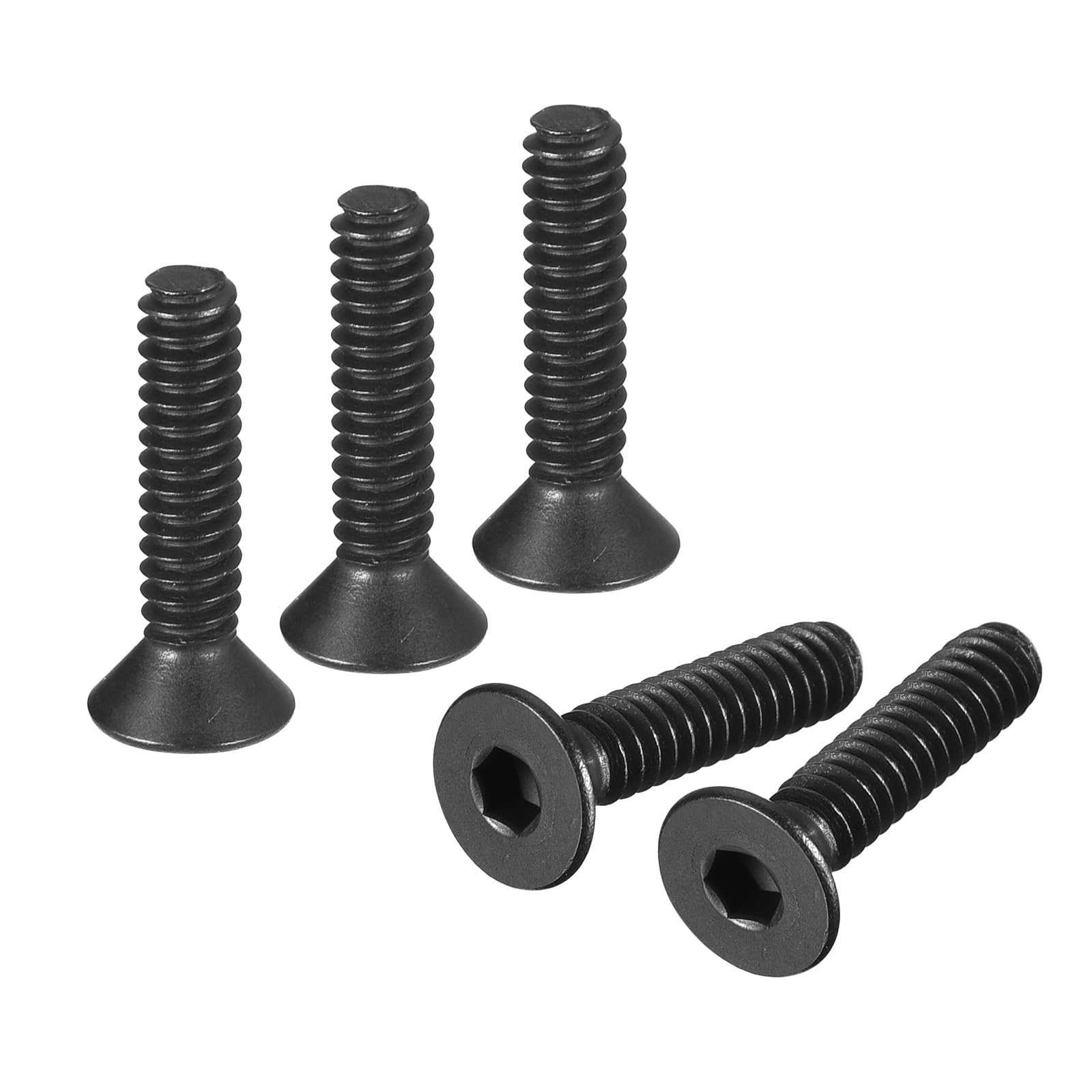 uxcell #5-40x1/2" Flat Head Socket Cap Screws, 10.9 Grade Carbon Steel Hex Socket Countersunk Flat Head Screw Bolts Machine Screws Fasteners, Fully Threaded, Black Oxide, 20Pcs