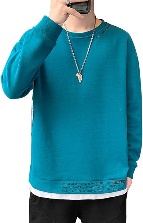 Amazon メンズ Tシャツ カットソー 長袖 メンズ ニットスウェット シャツ トップス レイヤード風 綿 長袖 暖かい 春秋 ゆったり 大きい サイズ 绿色 2xl Tシャツ カットソー 通販