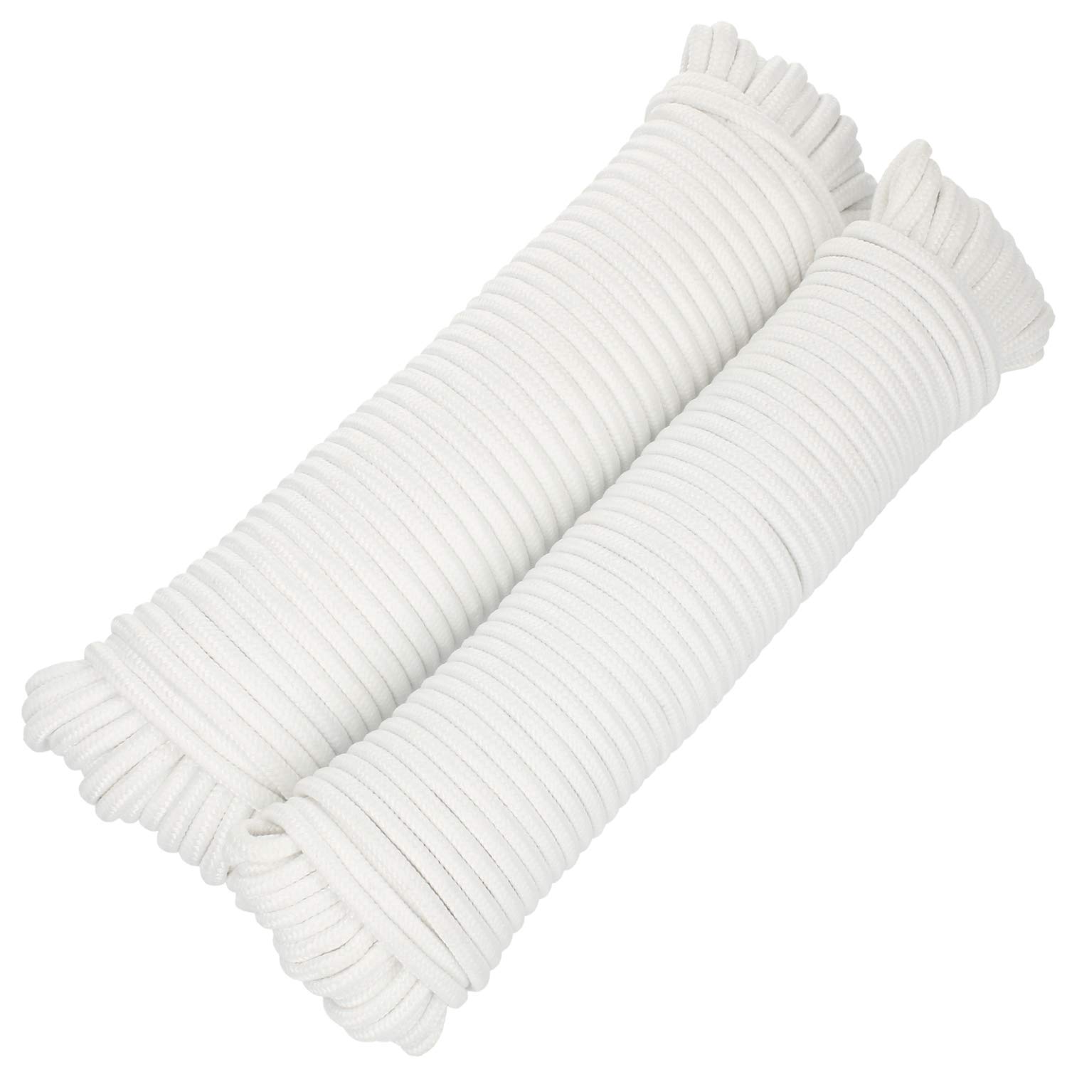 COM-FOUR® 2x 25m all-purpose rope, versatile fastening cord, clothesline and much more, braided line for DIY gifts (50 meters - white)