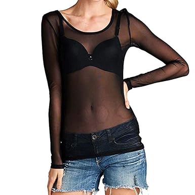Vectry Damen Seamless Arm Shaper Transparent Einfarbig Nahtlose Arm Shaper Durchsichtig Crop Top Shirts Plus Size Mesh Oberte