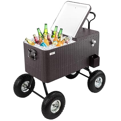 VINGLI 80 Quart Wagon Rolling Cooler Ice Chest