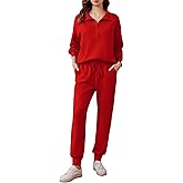 PINSPARK 2 Piece Sets for Women 2025 Fall Travel Outfits Long Sleeve Tracksuit Joggers Sets Half Zip Sweatsuit Matching Set