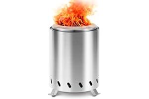 Garden Tailor Table Top Firepit 6 Inch - Tabletop Fire Pit Camping Stove 304 Stainless Steel Pellet Patio Heater Portable Smokeless Fire Pit 6"x6.89" Silver