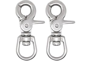 BENLIUDH 2 Pcs Trigger Snaps Swivel Hooks 2 3/5", Heavy Duty 316 Stainless Steel Trigger Clips for Marine, Flag, Dog Leash (Silver)