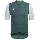 Santic Men's Cycling Jersey Short Sleeve Tops Pro Road Bike Shirt Full Zipper UPF 50+ Bicycle Jersey with Pockets