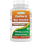 Best Naturals Choline Inositol (Myo Inositol) 2000 mg Per Serving 250 Tablets - Non-GMO, Gluten Free, Made in The USA