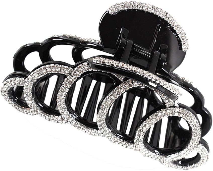 FRCOLOR Large Rhinestone Hair Claw Clips for Women Non-Slip Resin Jaw Clips for Thick Hair Elegant Accessories for Daily Use and Styling