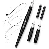 MANUSCRIPT Scribe Calligraphy Set, Left Hand, Scroll Pen, 8 Piece | Left hand 8-piece set. Scroll fountain pen, chrome nib, 2 cartridges, 2 nib sections.