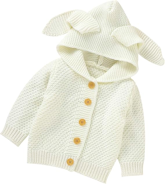 Abrigo de Punto para Bebé Lindo Orejas de Conejo Niño Pequeño con Capucha Prendas de Punto de Abrigo de Punto para Bebé Lindo Orejas de Conejo Niño Pequeño con Capucha Prendas de Punto de