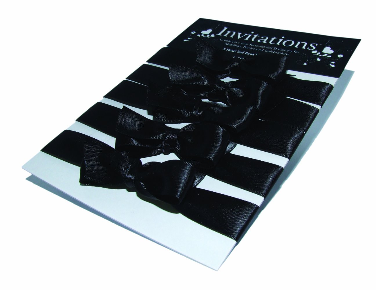 Paper State Invitations Hand Tied Card Ribbons - Satin Black (Pack of 5)