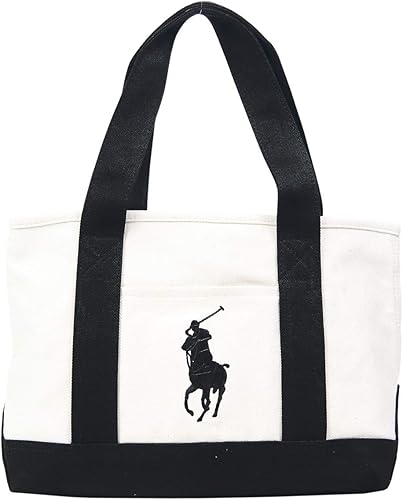 Amazon Ralph Lauren ラルフローレン レディース メンズ スクールトート ミディアム トートバッグ 9502 アイボリー ブラック Polo Ralph Lauren ポロラルフローレン トートバッグ
