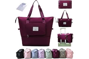 Ranslen Large Capacity Folding Travel Bag,Expansion Travel Duffel Bag with Dry and Wet Separation Portable Travel Duffel Bag