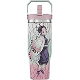 Demon Slayer Kimetsu No Yaiba Shinobu Insect Hashira Tumbler with Lid, 30 Oz Water Cup, Vacuum Insulated, Anime Water Bottle, Reusable Insulated Stainless Steel tumbler for Water, Iced Tea or Coffee