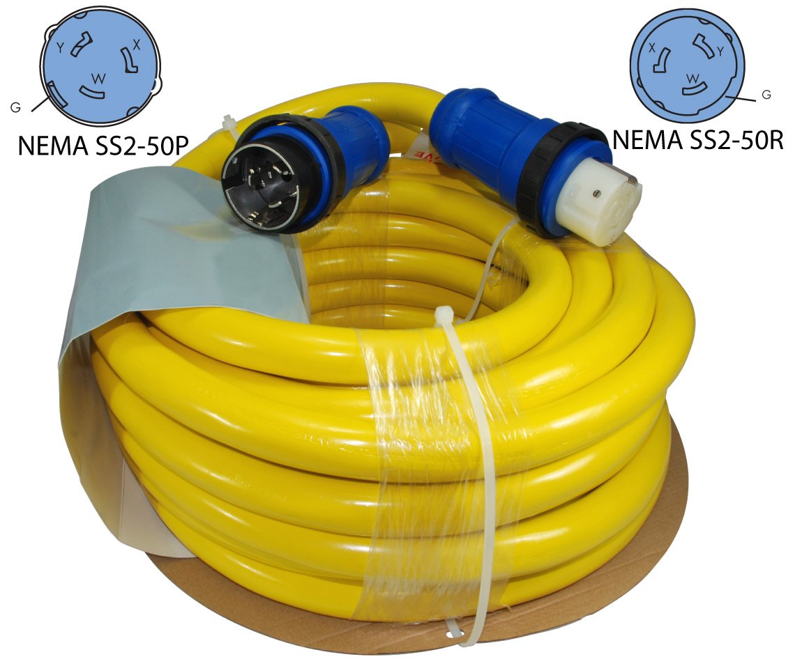 17541 Yellow 50Feet Conntek 50 Amp 125/250Volt Marine Shore Power