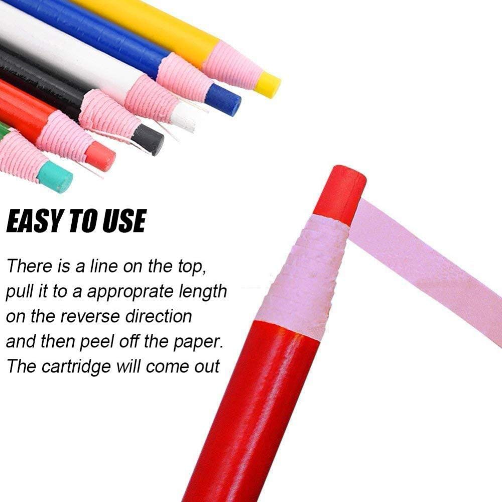 12 Pieces Sewing Mark Pencil Tailor's Marking and Tracing Tools Free Cutting Crayons Sewing Fabric Pencil，6 Colors (6 Colors)