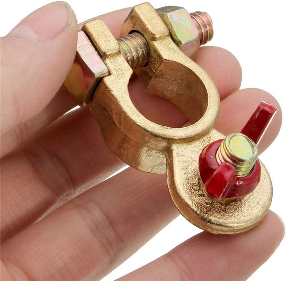 TOTOONE 1 Pair Positive & Nagative Car Battery Terminal Clamp Clip Brass Connector BT1105: Sports & Outdoors
