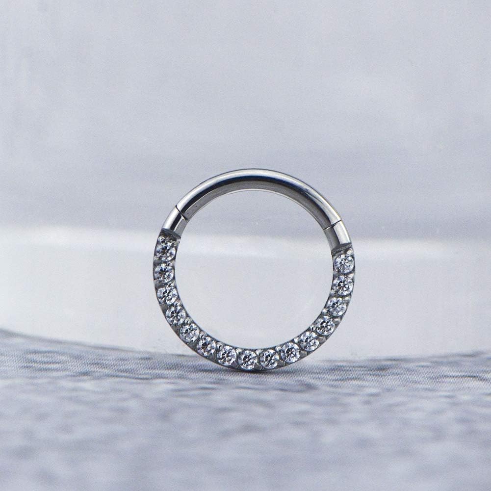 OUFER 16G Daith Earrings Piercings Helix Hoop Clicker Surgical Steel Cartilage Earring CZ Line Conch Tragus Nose Septum Ring Women 6/8/10/12mm - Image 5