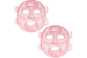 RelaxCoo Cold Face Eye Mask Ice Pack Reduce Face Puff,Dark Circles,Gel Hot Cold Compress,Face SPA for Woman Sleeping, Pressure, Headaches, Skin Care, 2 Pack, Pink