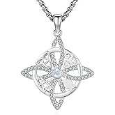 Eusense Nudo De Bruja Plata 925 Original Witches Knot Necklace Tetragrammaton Hecate Triple Moon Goddess Lilith Jewelry Pentagram Pendant for Women Men