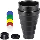 Heliora Metal Conical Studio Snoot Kit &amp; Honeycomb Grid &amp;5pcs Color Filters | Snoot Photography for Bowens Mount Studio Strobe Monolight Photography Flash