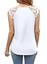 MIHOLL Women's Sleeveless Tank Tops Lace Floral