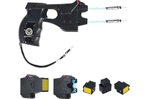 LINGROSERED Heavy Duty Stun Gun with LED Flashlight, 15 Foot Range, 1.80 µC Painful， Rechargeable Self Defence Stun Gun for Man and for Woman, Safety Switch - Design Patent Pending