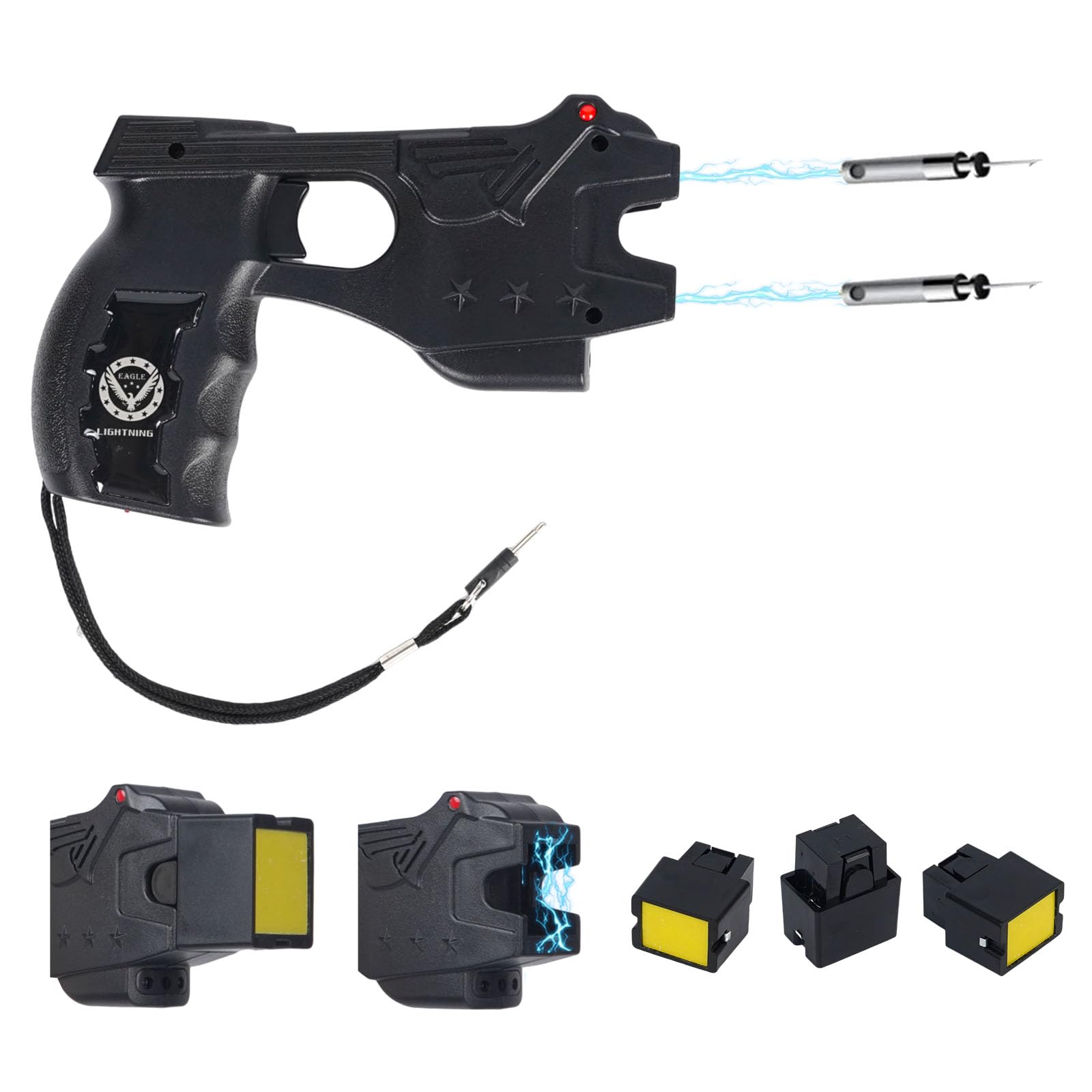 Photo 1 of Heavy Duty Stun Gun with LED Flashlight, 15 Foot Range, 1.80 µC Painful? Rechargeable Self Defence Stun Gun for Man and for Woman, Safety Switch - Design Patent Pending