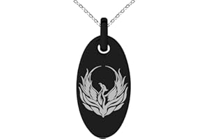 Tioneer Stainless Steel Greek Mythology Phoenix Symbol Small Oval Charm Pendant Necklace
