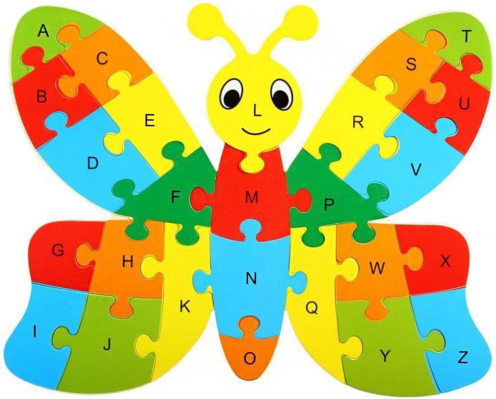 Jesse Kids Baby Wooden Butterfly Puzzle Numbers Letter Alphabet Jigsaw Learning Educational Toy