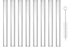 PATIKIL 5 Inch Borosilicate Glass Tubes, 10 Pcs12mm OD 2mm Thick Glass Blowing Tubes Straight Pipe with Cleaning Brush for La