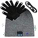 Bluetooth Winter Beanie Headphones, Knit Hat Slouchy Skullies Cap & Touchscreen Gloves Mitts Great Gift, Wireless Stereo Heatsets Speaker Microphone and Volume Control(Gray)
