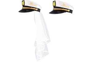 BROSASH Bride & Groom Captain's Hats - Nautical Bachelor Bachelorette Party Hat | Fun Bridal Shower Accessory Accessories Women Gifts