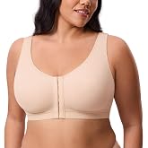 DELIMIRA Inbarely Lift Front Closure Wireless Bras | No Underwire, Full Coverage, Plus Size, No Padding Unlined, Back Smoothing, Seamless, Tshirt Bra, for Women