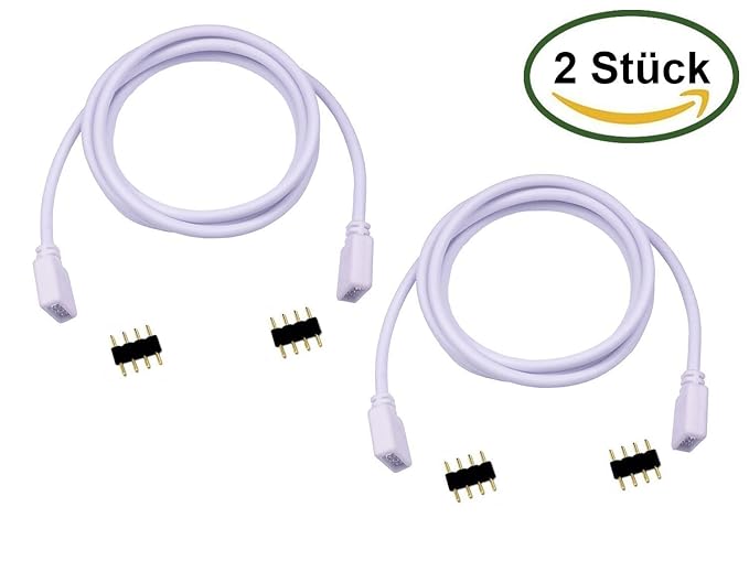 LitaElek 2x 1m RGB LED Verlängerungskabel LED Streifen Verbinder Verlängerung Anschluss Verteiler Kabel für 4 polig RGB 5050 