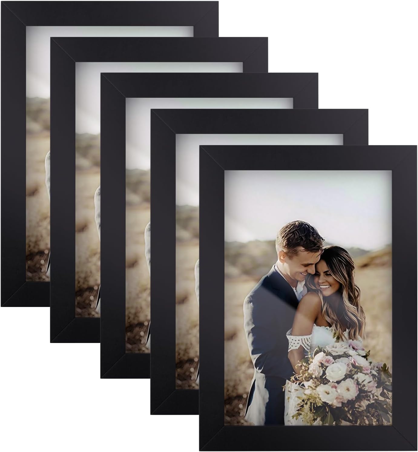 Photo Albums, Frames & Accessories - 4x6 Picture Frame Set of 5, Wood Photo Frames for 4x6 Pictures Wall Gallery Black 4x6 Frames Tabletop or Wall Mount Display for Prints, Photos, Paintings, Landscape and Kids Artwork (Black)