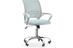 Nazhura Mesh Office Desk Chair with Adjustable Height and Swivel, Mid-Back with Flip-up Armrests and Lumber Support, Light Green (Mid-Height, Green)