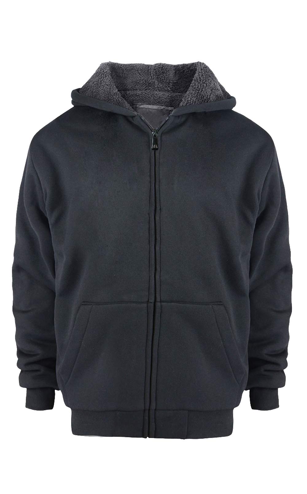 Photo 1 of LeeHanTon Sherpa Lined Cool Kids Zip Up Hoodies for Teen Boys Winter Coat 8 10 12 14 16 Fleece Athletic Youth Hooded Sweatshirt(Black, 16)