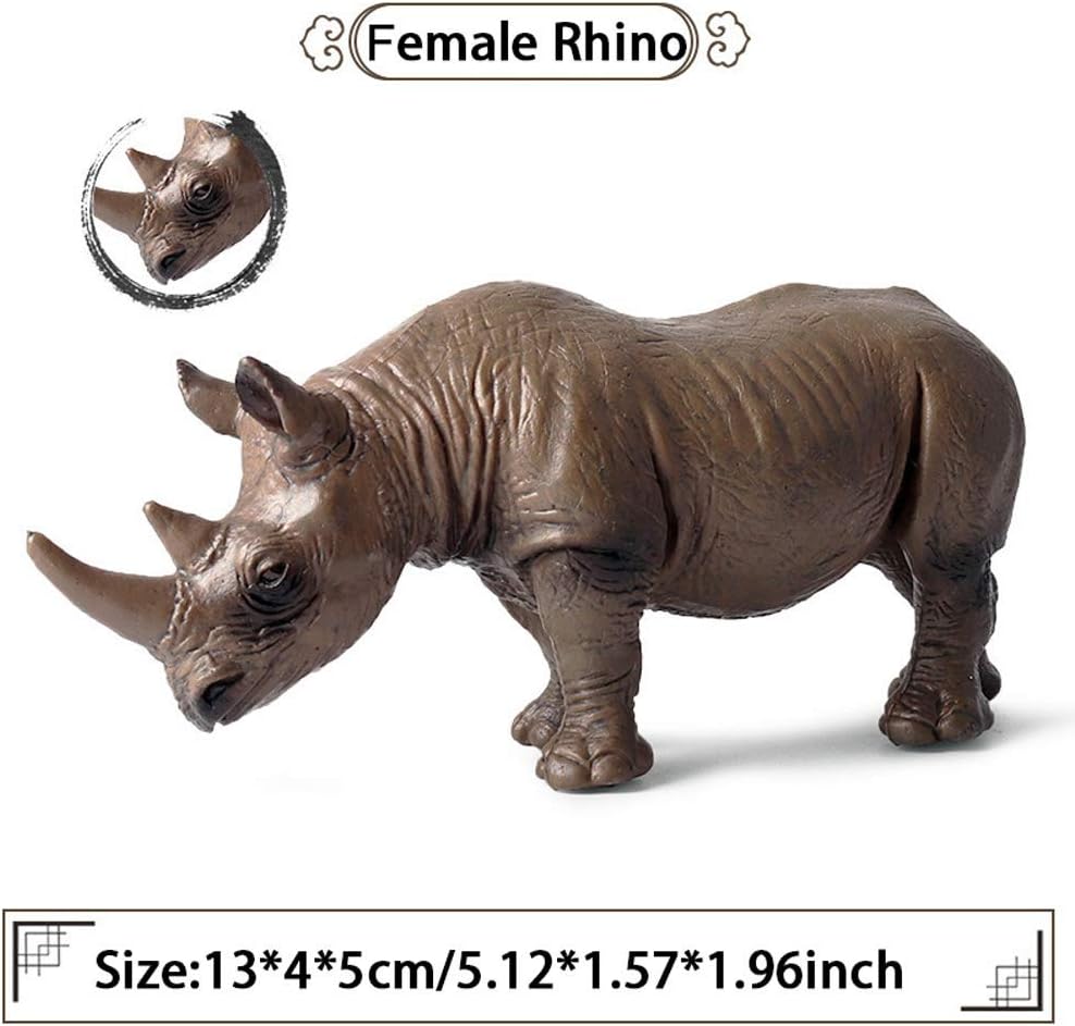 FLORMOON Animal Figures, 5pcs Realistic Hippo & Rhino Action Model, Plastic Wild Animal Learning Party Favors Toys - Image 4